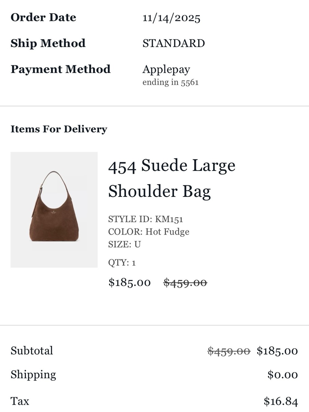 kate spade 454 Large Suede Hot Fudge Bag